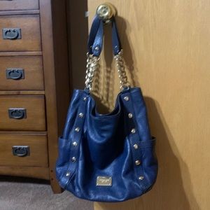 Blue leather purse